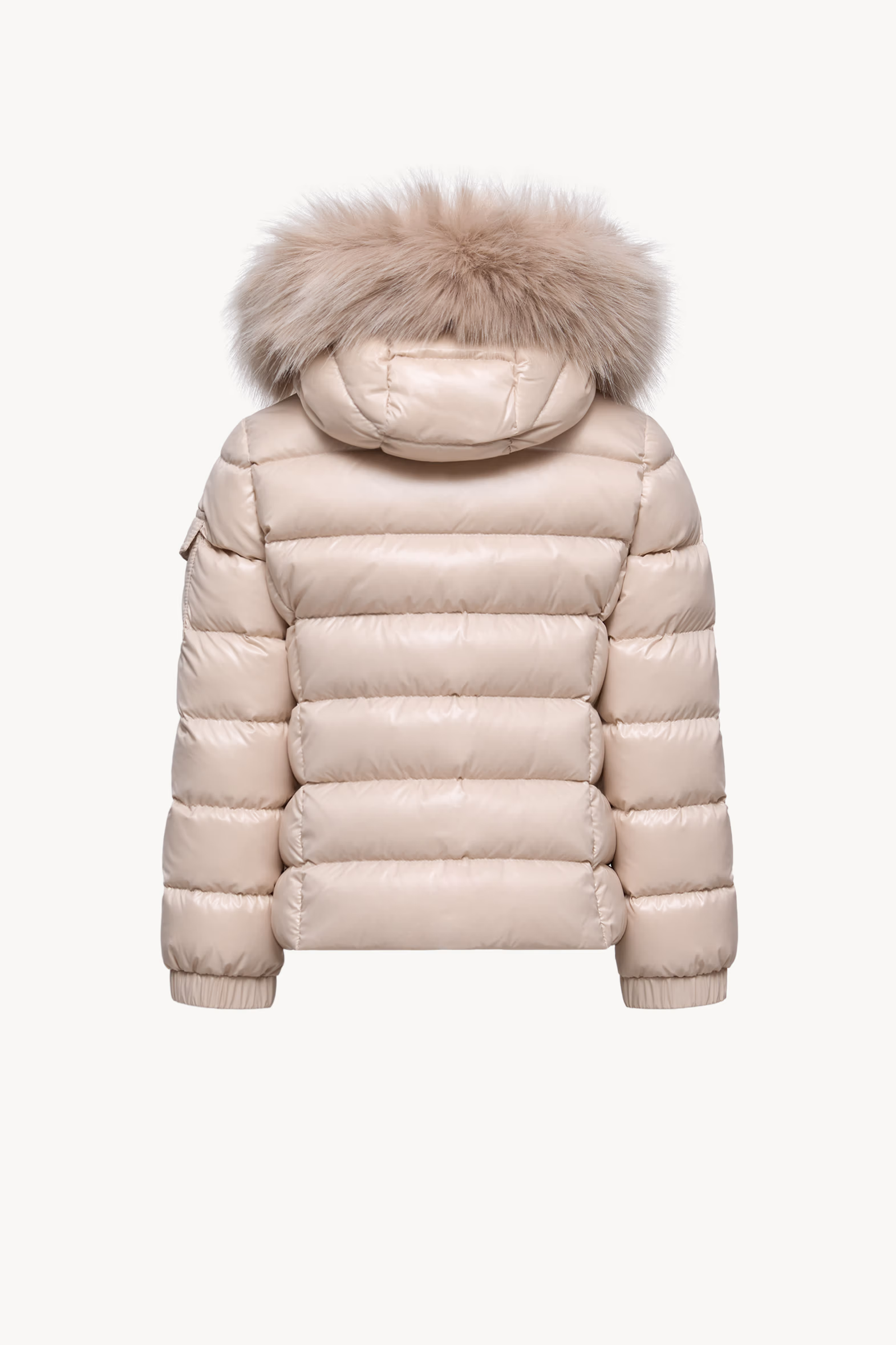 Badyf Hooded Faux Fur-Trimmed Down Jacket Girl Light Beige Moncler 3